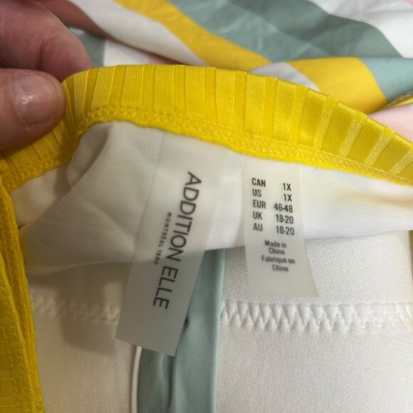 Addition Elle Multicolor Stripe Padded Tankini Top Plus Size 1X - Picture 4 of 5